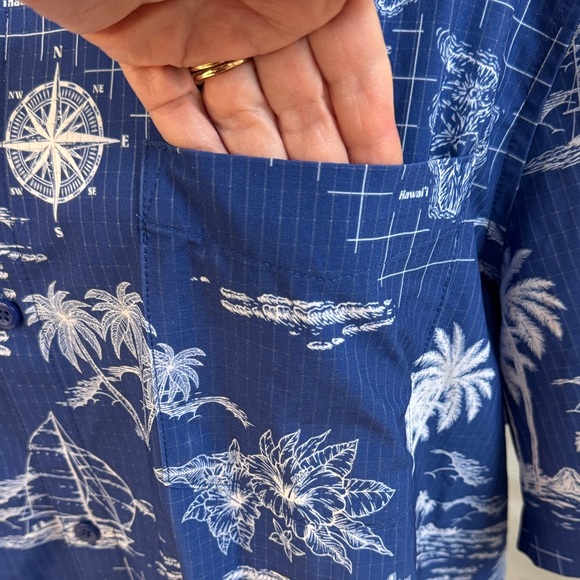 Tommy Bahama Navy and White Island Map Shirt - Picture 6 of 10